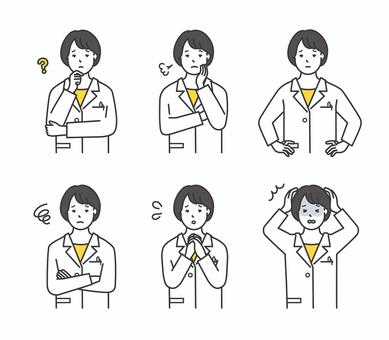 医者のアイコンセット イラスト素材 女性,医師,医者,女医,ドクター,医療従事者,白衣,病院,クリニック,医療のイラスト素材