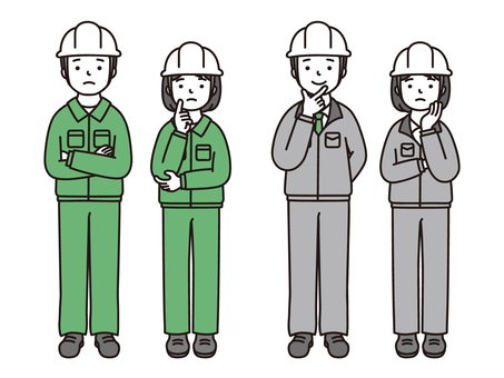 悩む作業員 作業員,現場作業員,土木,建築,建設,建設業,製造業,電気工事,工場,現場のイラスト素材