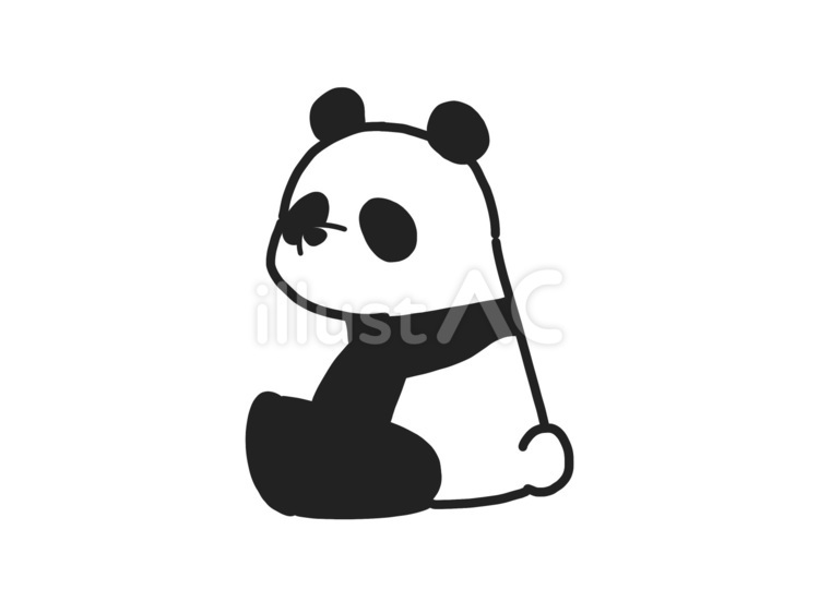 白黒＊振り向きパンダイラスト - No: 23526085｜無料イラスト