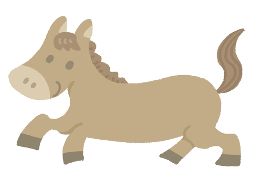 走る茶色の馬 馬,茶色,栗毛,走る,翔る,競走馬,競馬,乗馬,動物,笑顔のイラスト素材