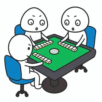 麻雀を楽しむ３人の棒人間5（三麻） 麻雀,三人麻雀,三麻,サンマ,麻雀卓,卓,自動麻雀卓,牌,健康麻雀,趣味のイラスト素材