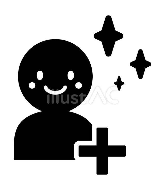 笑顔の人物とプラスマーク 人物,アイコン,プラスのイラスト素材