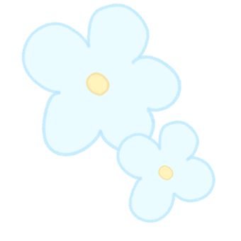 水色のお花(デフォルメ) 花,花柄,ゆるい,手描き,フリーハンド,デフォルメ,シンプル,かわいい,手書き,ラフのイラスト素材