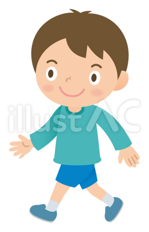 歩く小学生の男の子 歩く,小学生,男の子のイラスト素材