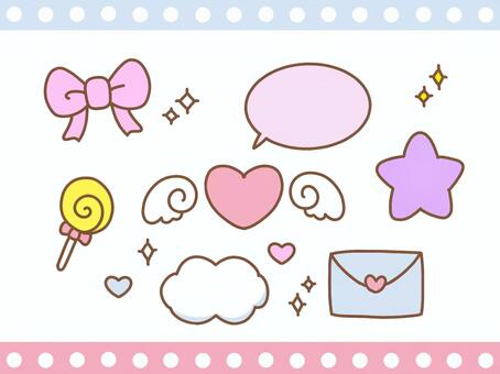 Illustration, yumekawa, ribbon, heart, 