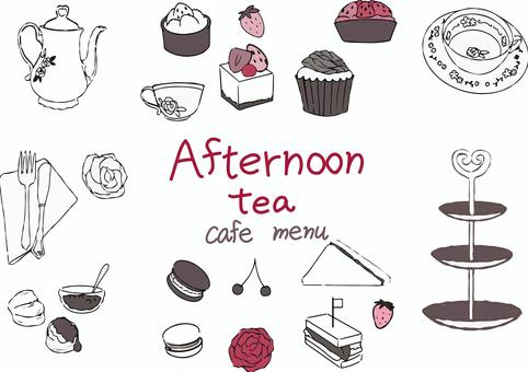 Illustration, afternoon tea, sweets, tea party, 