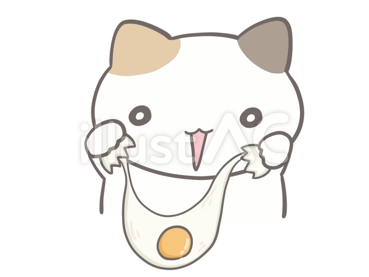 卵を割る三毛猫 卵,料理,卵料理のイラスト素材