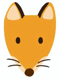 シンプルな可愛い目を開けた状態の狐の顔 狐,顔,アイコン,かわいい,動物,ワンポイント,素材,哺乳類,動物園,北海道のイラスト素材