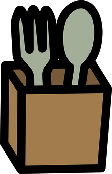 茶色の箸立てです。 箸立て,シンプル,フォーク,スプーン,飲食店,備品,グッズ,レストラン,カウンター,インテリアのイラスト素材