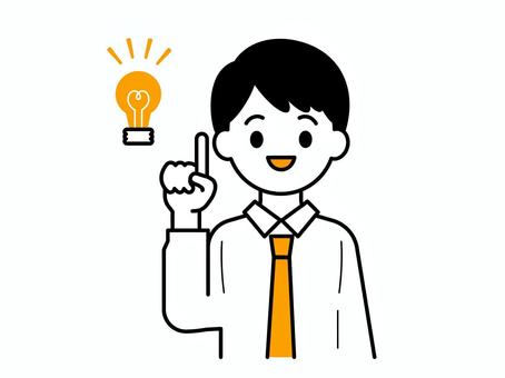 何かひらめいた男性のイラスト04 人物,男性,20代,30代,上半身,ビジネス,社会人,正社員,派遣社員,アイデアのイラスト素材