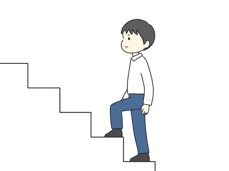 階段を登る人 階段,登る,上がる,男性,堅実,着実,地道,歩く,真面目,シャツのイラスト素材