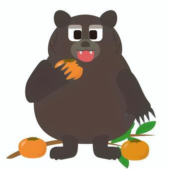 柿を食べるヒグマ 柿,ヒグマ,熊,くま,クマ,生き物,動物,哺乳類,野生,被害のイラスト素材