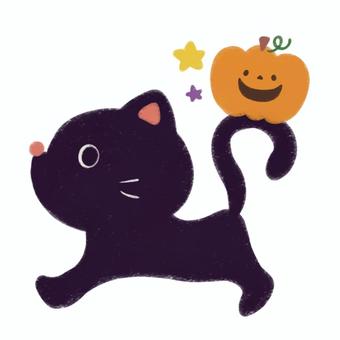 Illustration, halloween, black, cat, 