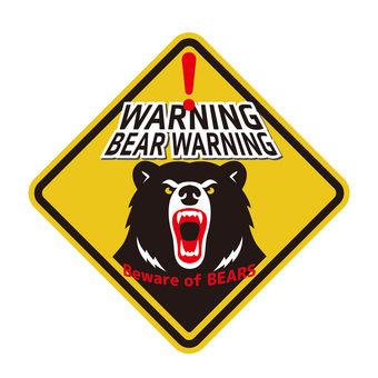 熊出没注意マーク 熊出没,クマ,警告標識のイラスト素材