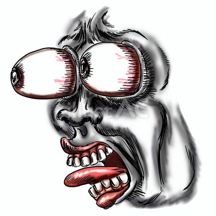 びっくりして目玉が飛び出た顔のパーツ びっくり,仰天,驚くのイラスト素材