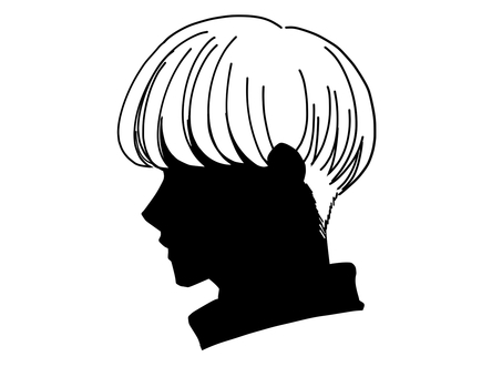 男性シルエット横顔１０ 男性,メンズ,横顔,シルエット,髪型,少年,青年,ヘアスタイル,刈り上げ,マッシュのイラスト素材