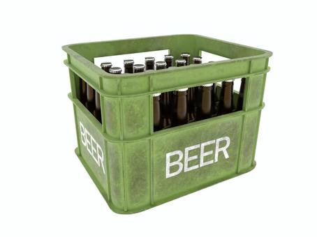 緑色の汚れたビールケースとビール ビールケース,ケース,ビール箱,入れ物,3d,cg,瓶ビール,緑色,汚れのイラスト素材