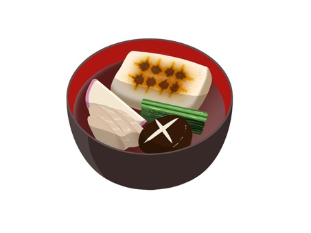 雑煮 雑煮,食べ物,汁物,日本,伝統,餅,お椀,しいたけ,かまぼこ,元日のイラスト素材