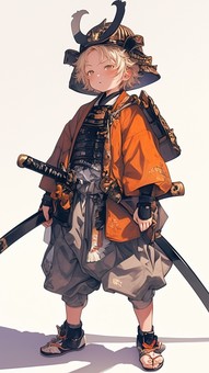 甲冑を身に纏った少年侍