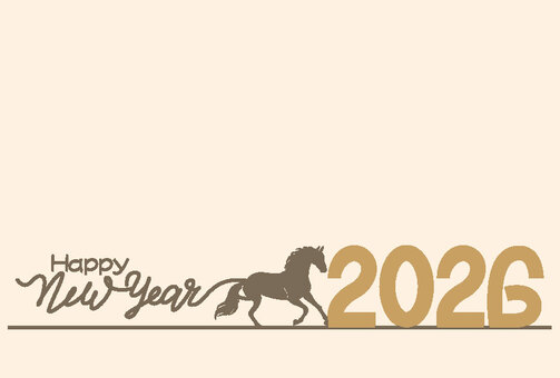 2026年午年年賀状 年賀状,ニューイヤー,年賀ハガキ,新年,謹賀新年,柄,挨拶,ハガキ,横型,カードのイラスト素材