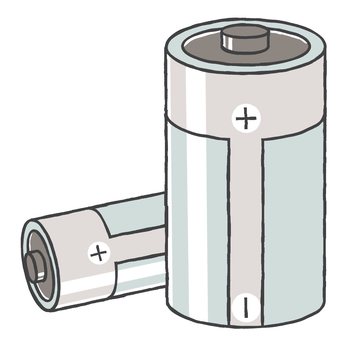 乾電池（単二、単三） 乾電池,単二電池,単三電池,電気,電池,アルカリ,バッテリー,防災用品,グレー,シンプルのイラスト素材