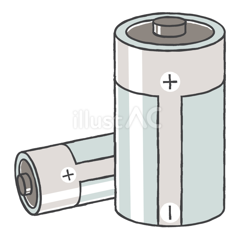 乾電池（単二、単三） 乾電池,単二電池,単三電池のイラスト素材