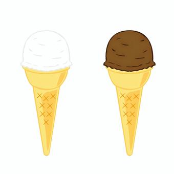 バニラとチョコレートのアイスクリーム