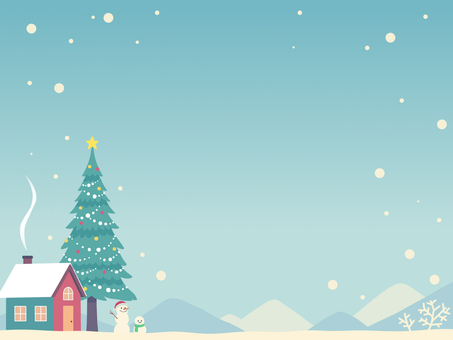 静かなクリスマス クリスマス,クリスマスツリー,雪,もみの木,冬,背景,壁紙,雪だるま,静か,寒いのイラスト素材