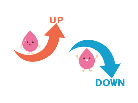 血圧2 血圧,up,down,上がる,下がる,矢印,医療,笑顔,キャラクター,かわいいのイラスト素材
