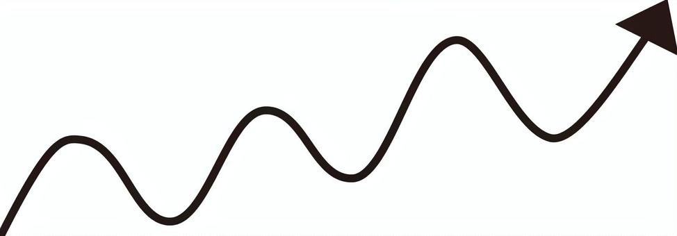 山あり谷ありのうねうねの矢印 曲線,うねうね,山,谷,矢印,シンプルのイラスト素材