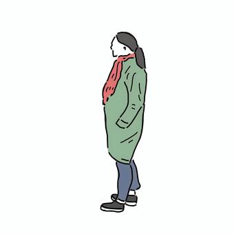 立っている女性 人,女性,立つ,人物,添景のイラスト素材