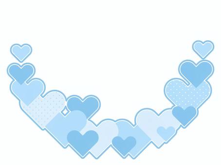 青いハートが重なるアーチ状のフレーム ハート,フレーム,飾り罫,背景,ホワイトデー,集合,横,重なり,アーチ,ボーダーのイラスト素材