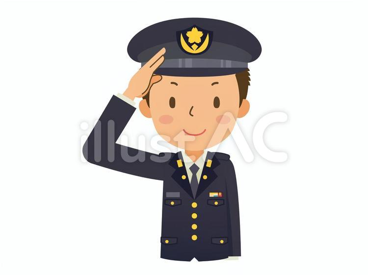 敬礼する陸上自衛隊（冬服） 陸上自衛隊,自衛官,自衛隊のイラスト素材