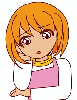 肘をついてため息を吐く女性 肘をついてため息を吐く女性 考え事,悩み,頬杖のイラスト素材