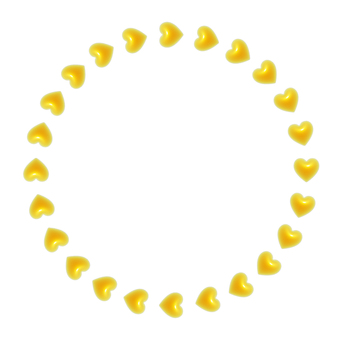 黄色いハートの丸い3Dフレーム3 ハート,フレーム,3d,立体,丸,可愛い,バレンタイン,フェミニン,飾り枠,正円のイラスト素材