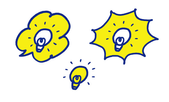 Light bulbs and balloons hand-painted, JPG, PNG and AI Light bulbs and balloons hand-painted, light bulb, speech balloon, idea, JPG, PNG and AI