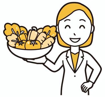  女性医師白衣(黄)-077-バスト 野菜,女医,医師,女性,白衣,スクラブ,医者,病院,医療,ドクターコートのイラスト素材