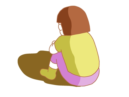 落ち込む女の子 落ち込む,すねる,暗い,ガーン,子供,女の子,影,シンプル,手描き,人のイラスト素材