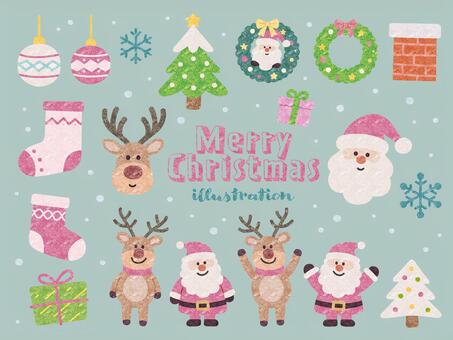 クリスマスの可愛いイラスト素材 サンタクロース,クリスマス,サンタ,クリスマスツリー,xmas,サンタさん,メリークリスマス,トナカイ,リース,オーナメントのイラスト素材