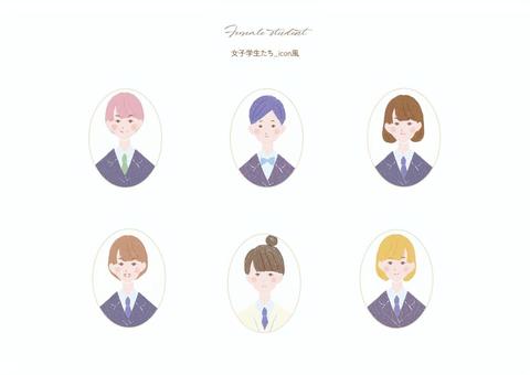 女子学生たち icon風A 女子学生たち icon風A 女子学生,制服,学生,女子高生,中高生,女子中学生,中学生,高校生,笑顔,iconのイラスト素材