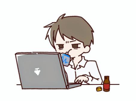 社畜(男) 社畜(男) 疲労,疲れた,疲れている,ワイシャツ,男性,ビジネスマン,会社員,サラリーマン,メンタル,メンタルヘルスのイラスト素材