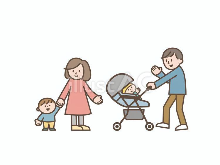 小さな子のいる家族 子ども,赤ちゃん,ファミリーのイラスト素材