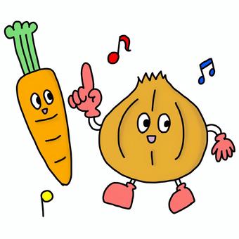 ダンシング食材 料理,食材,クッキング,ゆるキャラ,玉ねぎ,にんじん,野菜のイラスト素材