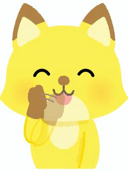 狐否定 きつね,否定,拒否,謙遜,笑顔,フォックス,動物,黄色のイラスト素材