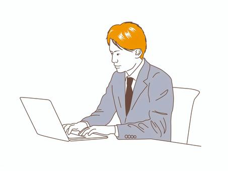 PCをさわる男性2 PCをさわる男性2 ビジネス,男性,pcのイラスト素材