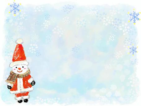 雪景色背景と雪だるま