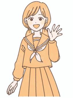 Student / Sailor Suit (1) Waving, , JPG and PNG