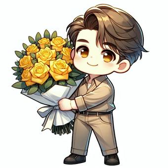 father's day father illustration, JPG and PNG father's day father illustration, icon, yellow, bouquet, JPG and PNG
