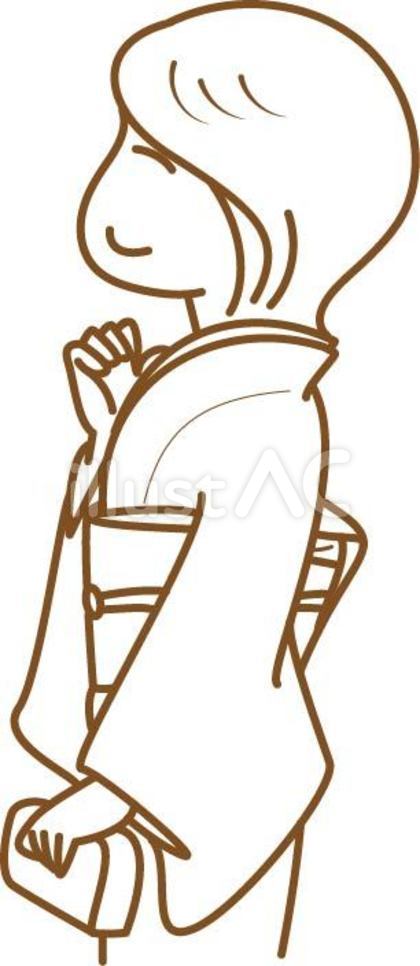 着物姿の女性の塗り絵