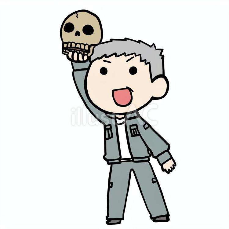 どくろを掲げるおじいさん おじいさん,どくろ,掲げるのイラスト素材